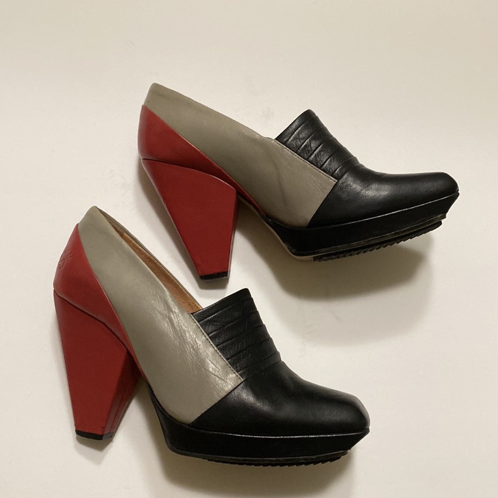 John Fluevog Rare Color Block Leather Shoes.